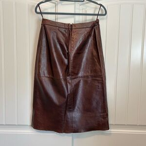 Vintage Y2K Gap Leather Midi skirt red brown size 4